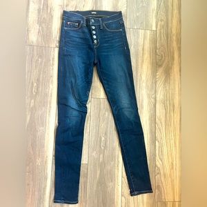 Hudson button fly dark denim skinny stretch jeans